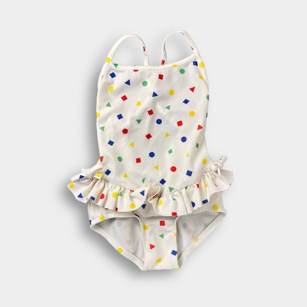 Vintage Colorforms Kids Ruffle Polka Dot Bathing Suit 24 Months USA